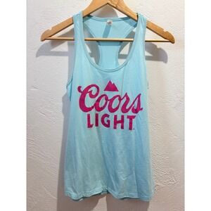 Coors Light Racerback Tank Top Sky Blue Pink Foundry Public House Bar Womens S